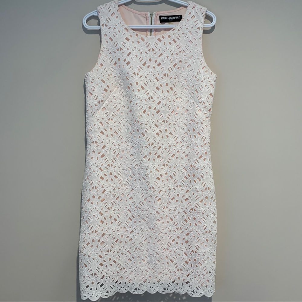 White & Pink Karl Lagerfeld Dress Size 8